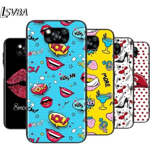Red Lip Art For XiaoMi Poco X2 X3 NFC M2 M3 F1 F2 C3 Pro Mi Mix 3 Play A3 A2 A1 CC9E CC9 5X 6X 5 6 Lite Phone Case