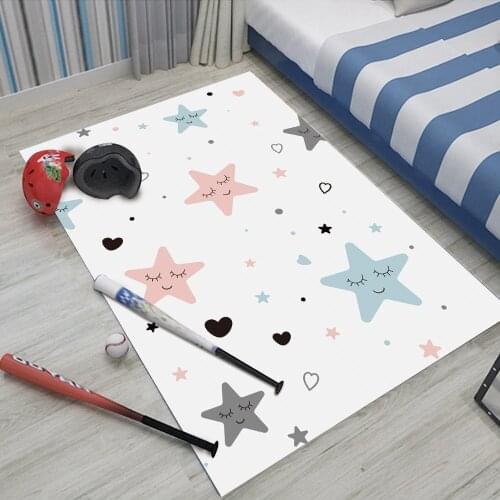 Simple Style Childrens Baby Rugs Flannel Carpet Star Smile Pattern Soft Floor Crawling Carpet Children Play Safe Childrens
