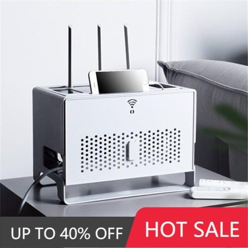 Home or Office Desktop Storage Box Router Storage Box with Lid and Compartments Plastic Rectangular Router Storage Box