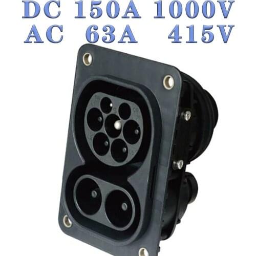 Duosida EVSE EV female combo 2 css type 2 socket 62196-3 electric car Charging DC150A 1000V DC AC 63A 415V
