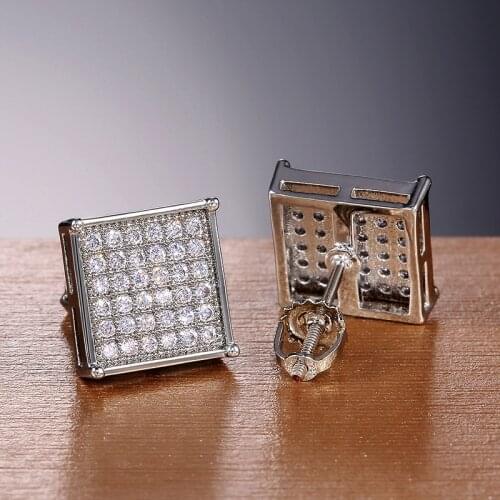 Huitan Geometric Square Shape Stud Earrings Women Inlaid Shiny CZ Crystal Fashion Contracted Korean Style Earrings Drop Shipping