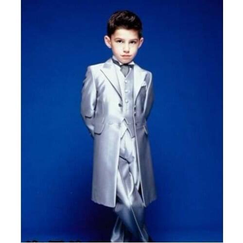 Customize made New style Custom Made Boy Tuxedos Fashional Children Suit silver Kid Wedding/Prom Suits (Jacket+Pants+vest+Tie)