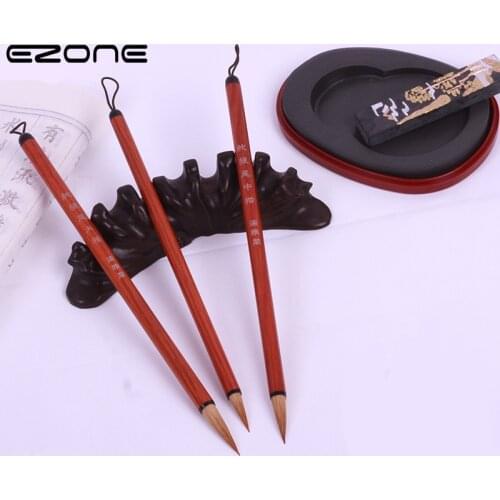EZONE China Wolf Hair Brush Pen Chinese Beginner Small Regular Script Red Wolf Writing Brush Adult Calligraphy Painting Brush
