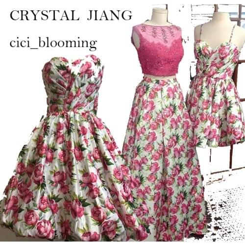 Short Floral Printed Dresses Vintage