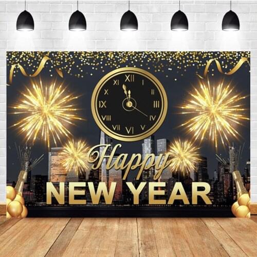 Laeacco 2022 Happy New Year City Fireworks Garland Photo Photography Background Photographic Backdrop For Photo Studio