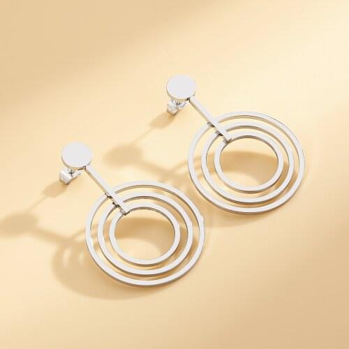 Trendy Metal Multilayer Circle Pendant Earrings Simple Accessories Ladies Fashion Jewelry Party Accessories