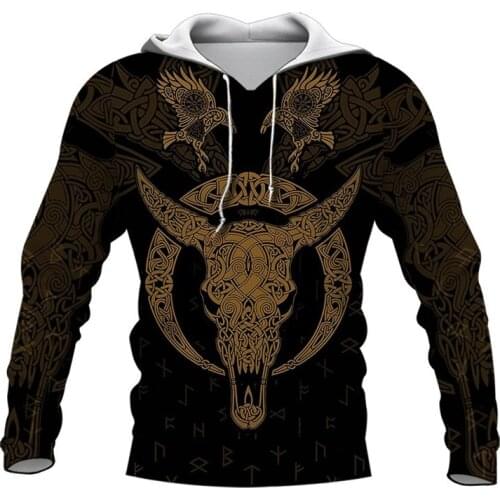 Fashion Retro Hoodies Pirate crow and goat skulls Sweatshirt 3D print Unisex casual Zip Hoodie casual Street hip hop Hoodie