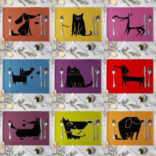 Fashion Print Rectangle Cotton Linen Western Style Table Pad Cut Mats Placemat for Dinner Kitchen Table 40x30cm