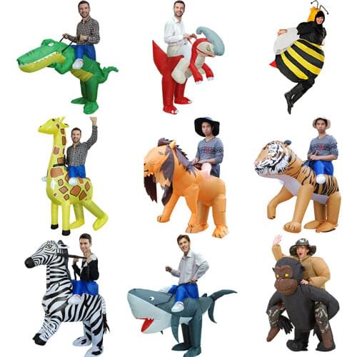 Women Men Kids Funny Animal Inflatable Costume Halloween Christmas Carnival Party Costumes Anime Cosplay Dinosaur Tiger Lion