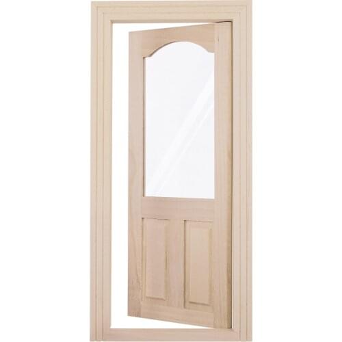 New 1:12 Dollhouse Miniature Unpainted Wooden Door Furniture Model DIY Accessories