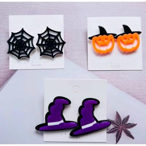 New Halloween Funny Black Spider Web Acrylic Dangle Earrings For Women Girl Dangle Earrings Fashion Festival Party Jewelry Gift