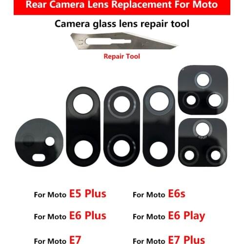 Original New Rear Back Camera Glass Lens With Glue Adhesive For Moto G9 E5 E6S E7 Plus G9 Z3 E6 Play E2020 One Zoom Vision Hyper
