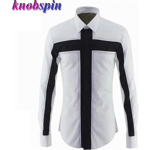 Brand Cross Design Shirt Men 2019 Fashion Long sleeve Chemise homme Slim Casual Business male Dress Shirts Plus size clothes men