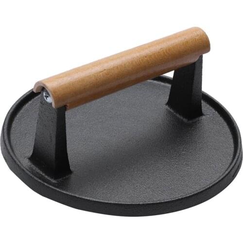 Handle Steak Plate Professional Meat Press BBQ Cast Iron Grill BBQ Tool Cast Iron