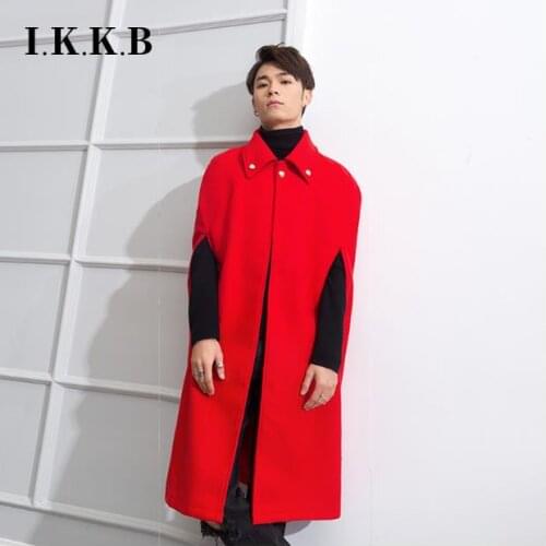 Shawl mens winter World War II cloaks style antique long Lapel scarlet festive retro cloak mens Cape sleeveless