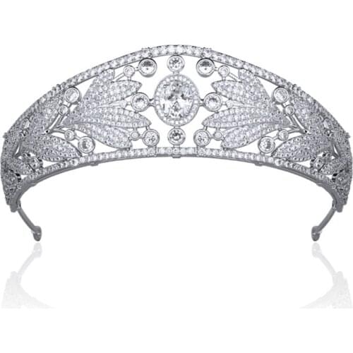 Princess of Nassau Replica Tiara,Crystal Bride Leaves Tiaras for Bride,Prom,Party Head Accessories HT3102