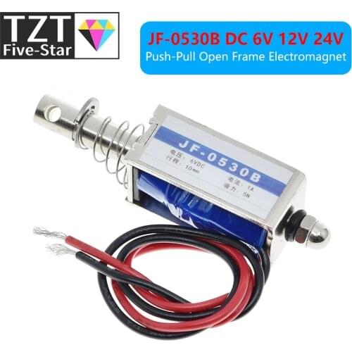 TZT JF-0530B DC 6V 12V 24V Push&Pull type Open Frame Electromagnet keepping Force 5N travel 10mm Linear Solenoid
