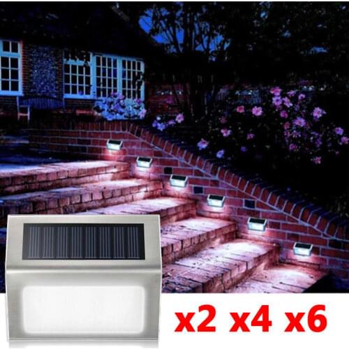 Outdoor Stainless Steel LED Solar Powered Path Stair Light Waterproof 3 LED Solar Deck Lights Balcony Garden Yard Fence Lamp