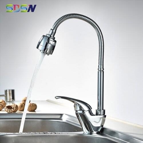 Universal Kitchen Mixer Tap SDSN Single Lever Universal Kitchen Faucets Deck Mounted Brass Kitchen Faucet Chrome Water Tap