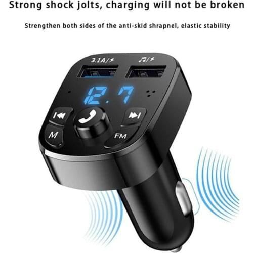 Universal Radio Receiver Handsfree Call Car Charger Bluetooth FM Transmitter 2 inch LED Screen 12V/3.1A for All Smartphones