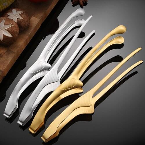 304 Stainless Steel Thickened Food Buffet Steak Clip Multifunctional Kitchen Accessories BBQ Barbecue Grill Camping Tools Golden