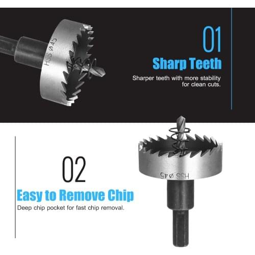 High Speed Steel Hole Saw Heavy-duty Hole Cutter Compatible with 10mm or larger Collet for Stainless Steel Metal Sheet Wood