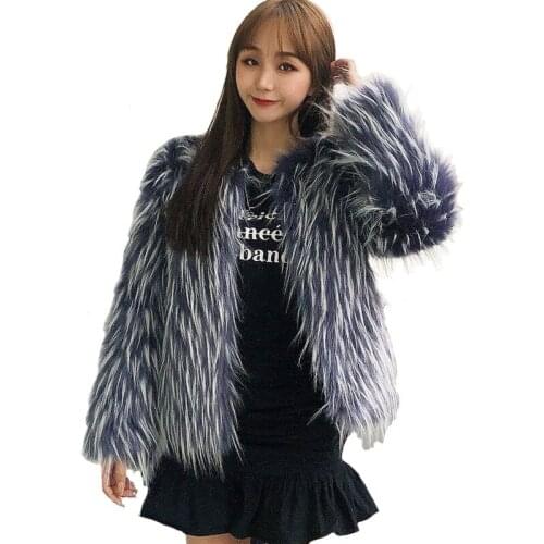 Fox fur Parka Jacket Women Short 2021 New Autumn Winter Jacket Female Fashion Imitation Raccoon Fur Plus Size Fur Coat Outerwear