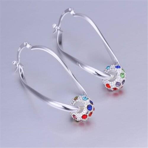 New Valentine gift Wedding party silver color jewelry Specials fashion women color zircon crystal earrings