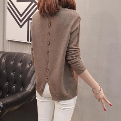 2020 New Fashion Winter Autumn Women Pullover Knitted Sweaters Casual Long Sleeve Elegant Warm Knitwear V-Neck Bottom Tops H238