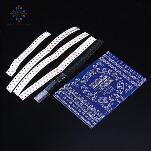 1 Set DIY Kit SMD Rotating Flashing LED Components Soldering Practice Board Skill Electronic Circuit Training Suite 90x60x1.6mm