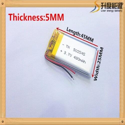 1PCS 502545 3.7V 480mah Lithium polymer Battery With Protection Board For MP3 MP4 MP5 GPS Glass Digital Product Free Shipping