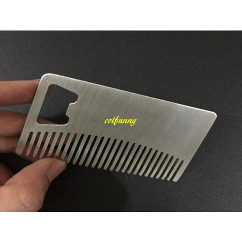 100pcs/lot Fast shipping Customized Stainless Steel Credit card Bottle Opener Beard Metal Comb beer openers