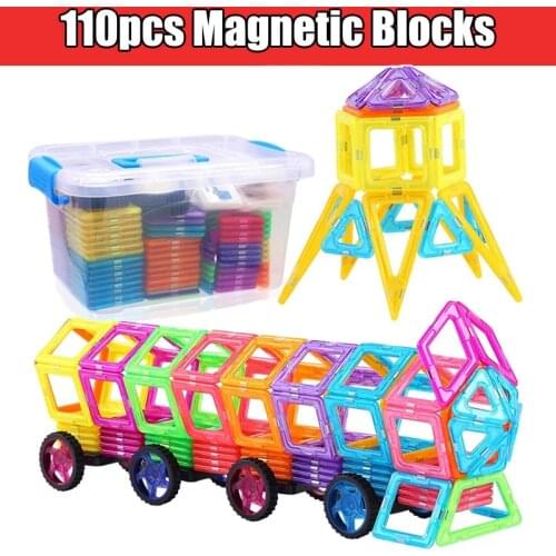 110PCS Mini Size Magnetic Constructor Designer Set Magnetic Blocks Model Building Bricks Educational Toys for Kids Gifts