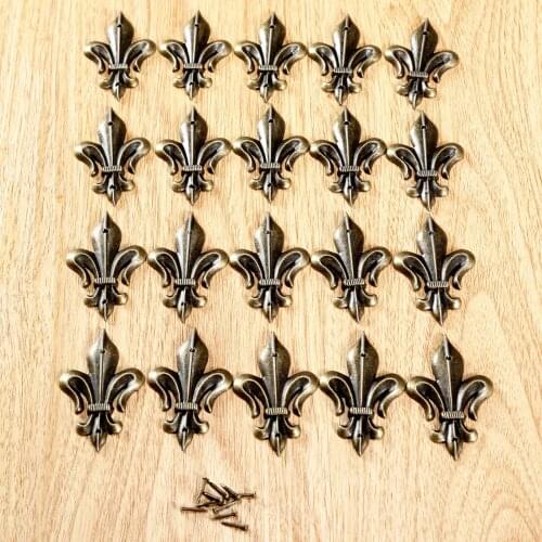 20Pcs Antique Brass Furniture Decorative Corner Brackets Jewelry Box Wood Case Feet Leg Vintage Metal Corner Protector w/Screws