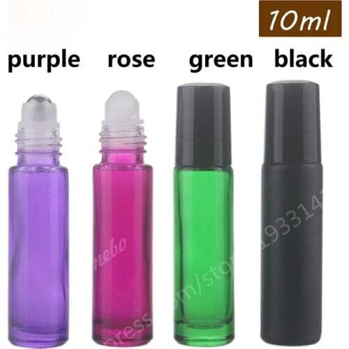 200PCS/LOT 10ml Glass Essential Oil Roller Bottles 10cc Glass Roller Balls Aromatherapy Perfumes Lip Balms Glass Roll On Bottle