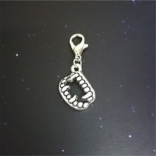 3X Vampire Charm, Vampire Zipper Pull, Vampire Clip on Charm, Teeth Charm on Lobster Clasp