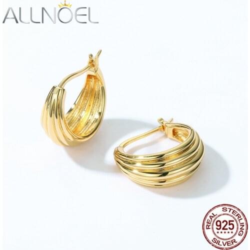 ALLNOEL Brass Hoop Earrings For Women Personality Jewelry Minimalist Funky Party Gold Plated Copper Concentric Knot 2021 Trend