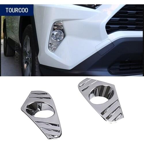 Car Styling Front Foglight Cover Trim Sticker for Toyota RAV4 2019 2020 ABS Chrome Decoration Modified Accessories