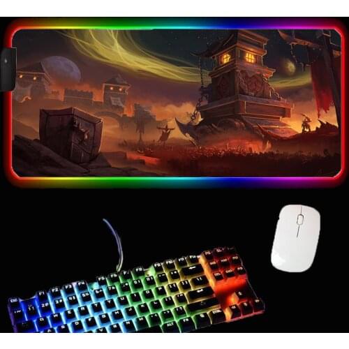 MRGLZY Anime big mouse pad RGB computer keyboard pad gaming accessories desk mat 40x90cm LED luminous 7-color carpet mat XXL