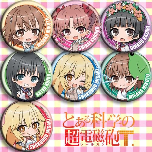 Brdwn A Certain Scientific Railgun T Misaka Mikoto Uiharu kazari Shirai Kuroko Saten Ruiko Shokuhou Misaki Kamijou Cosplay Badge