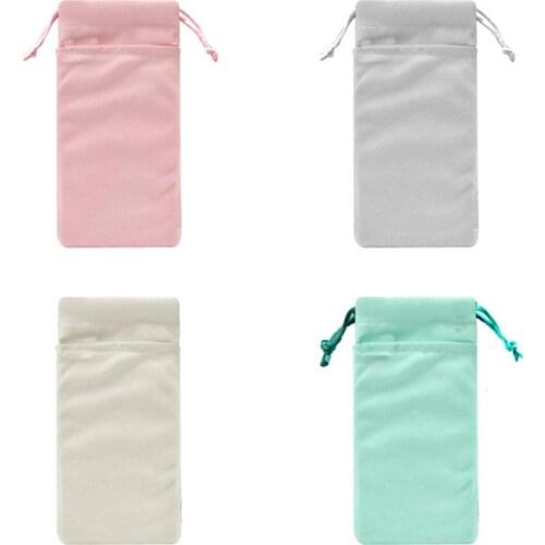 1pc 18x10cm Portable Power Bank Pouch Double Layer Protective Bag Case Earphone Charge Data Cable Storage Drawstring Bag