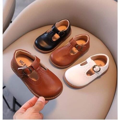 2021 New Style Baby Girls Leather Shoe Three Colors Spring And Autumn New British Style Small Leather Shoes