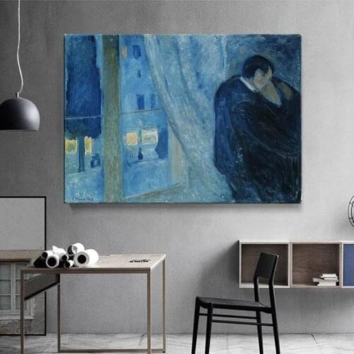 Edvard Munch Kiss by the window Famous Canvas Art Paintings Reproductions Abstract Classical Wall Posters Cuadros Home Decor