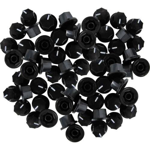 FLEOR Pack of 50pcs Vintage Plastic Black JB Bass Guitar Amp Knobs Small Volume Control Knobs Guitar Accessories