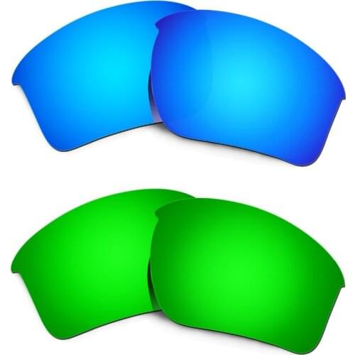 HKUCO For Half Jacket 2.0 XL Sunglasses Replacement Lenses Blue/Green 2 Pairs