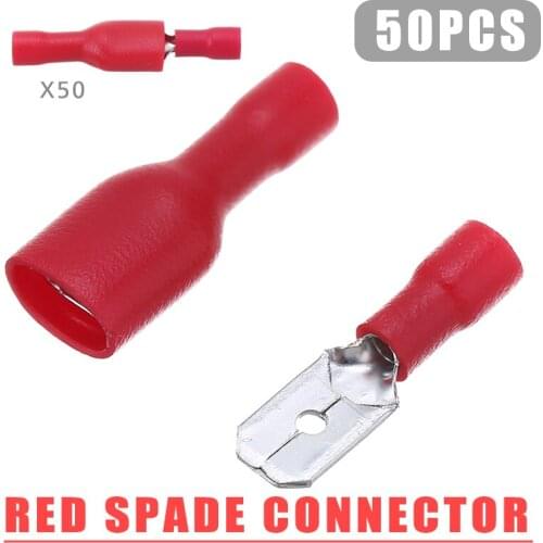 50 Pairs Red Insulated Crimp Terminals Male/Female Spade Blade Connectors Insulated Wire Crimp Terminal Electrical Equipment
