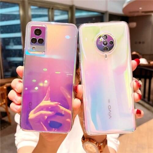 Laser Rainbow Gradient Phone case for VIVO S6 Y50 IQOO NEO3 Z1 U1 X50 S7 S20 Y20 Y73S Z1X Y52S NEO5 S9 X60 pro S5 U3Y12 Y15 Y5S