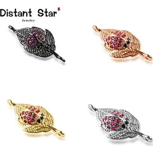 25*11mm Leaves Best Quality Diy Jewelry Bracelet Making Copper Cubic Zirconia Bracelet Necklace Pendant Accessories Connector
