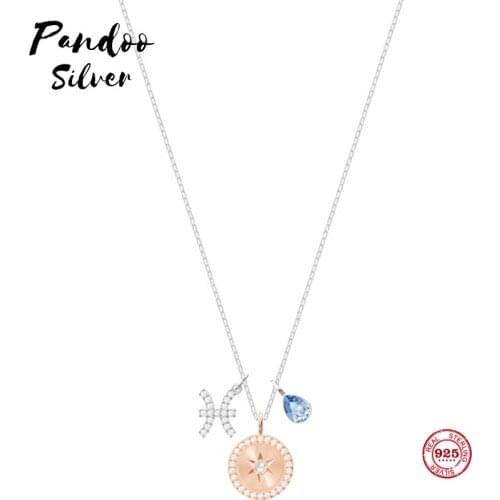 Fashion Charm 925 Sterling Silver Original 1:1 Copy, Twelve Constellation Smart Gemini Necklace Female Luxury Jewelry Gifts