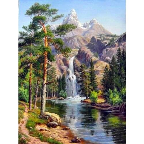 Needlework,Mountain waterfall beauty Scenery DIY 14CT Cross stitch,for Embroidery kit,Art Cross-Stitching Set handmade decor
